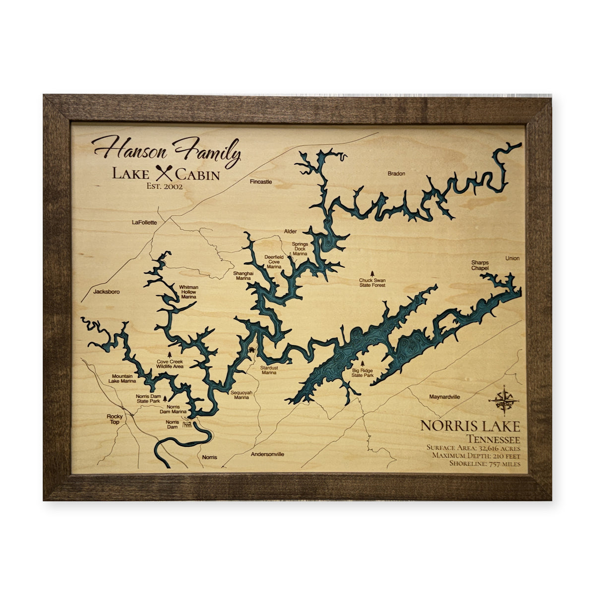 Norris Lake Hanson Family Multilayer Wood Map — Multilayer water main photo [MC20261006 legacy 7537efc2e26b]