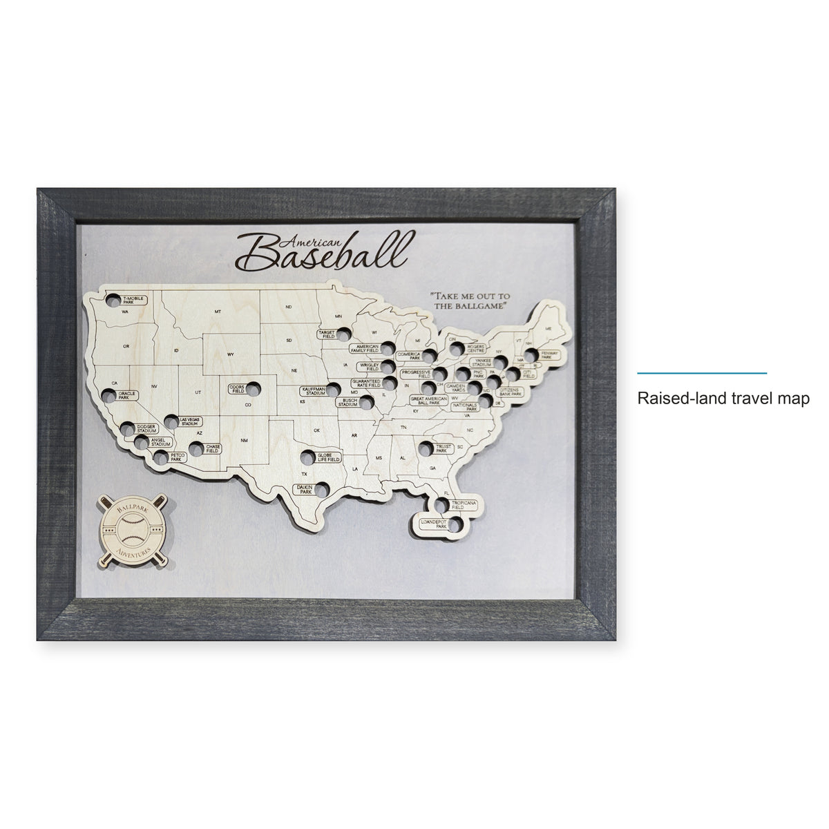 Professional Baseball Stadium Travel Map Charcoal — style-labeled photo [MC20261006 q0267 2ec302ef1758]