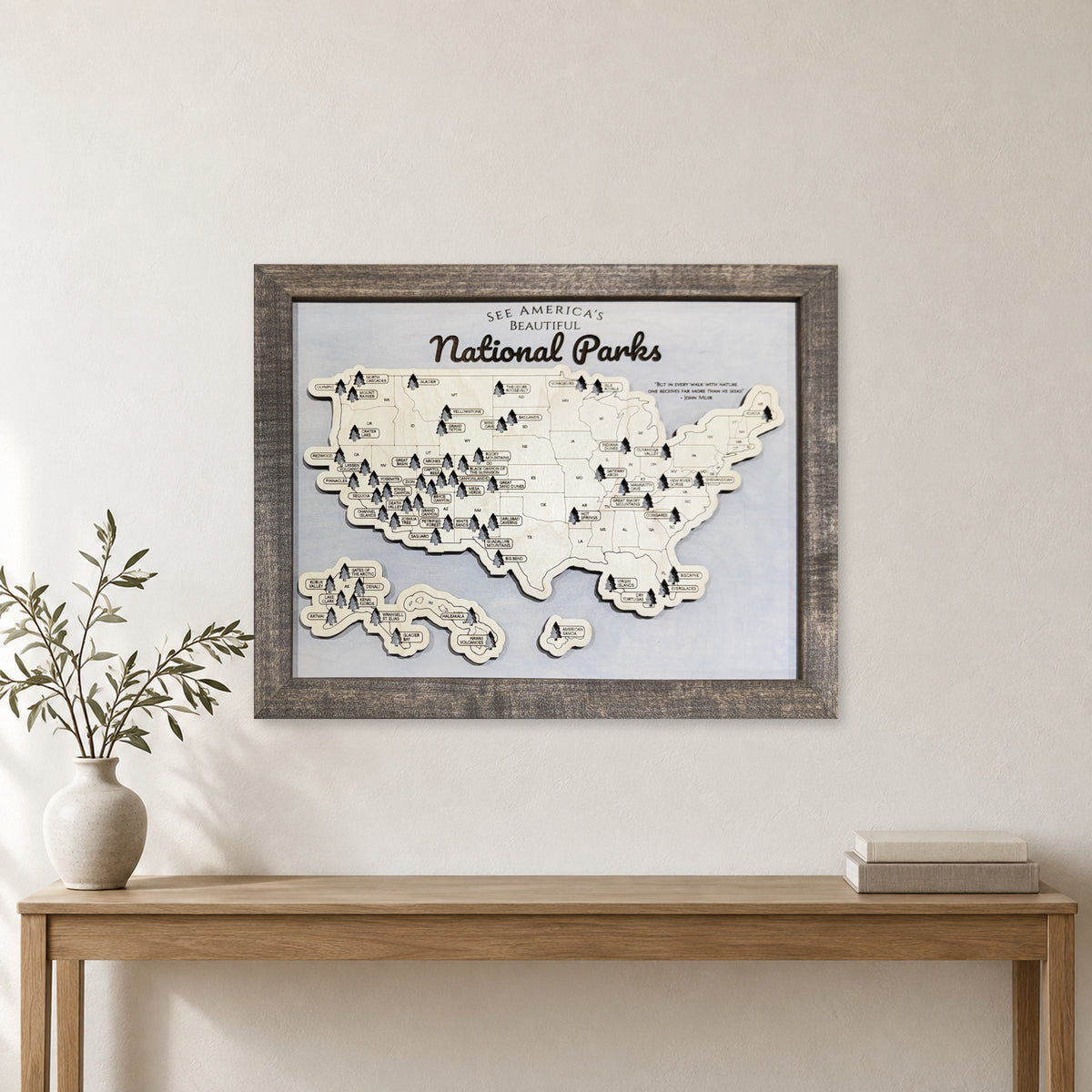 National Park Travel Map Walnut No Nameplate — room mockup [MC20261006 q0269 eb47a8024ed6]