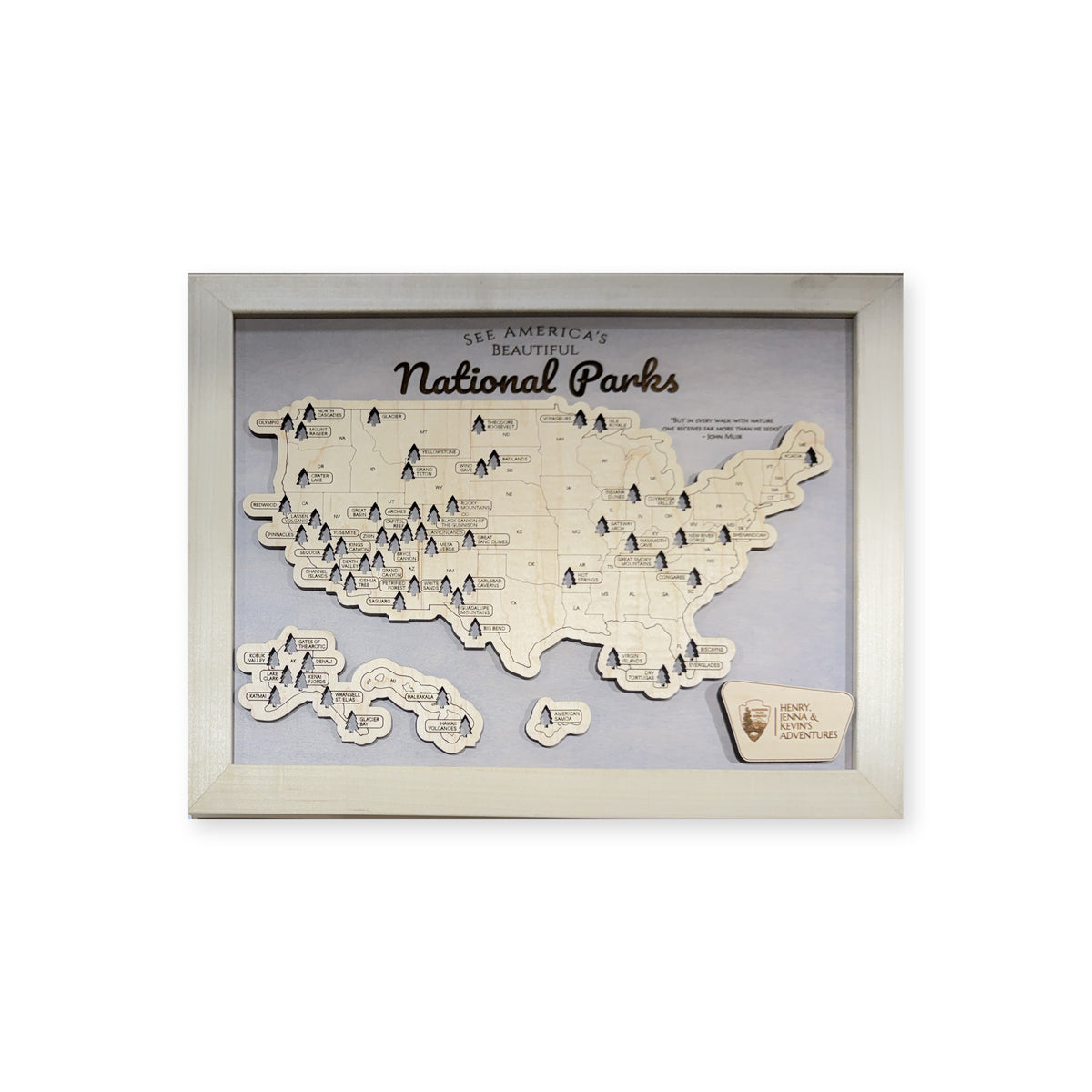 National Park Travel Map Ivory Personalized — Raised-land travel map main photo [MC20261006 q0271 4dce4a0acc49]