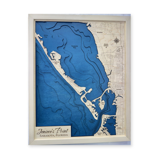 Sarasota Bay, Florida Wood Map — Multilayer water map main photo [MC20261006 q0293 f3aeeee4620c]