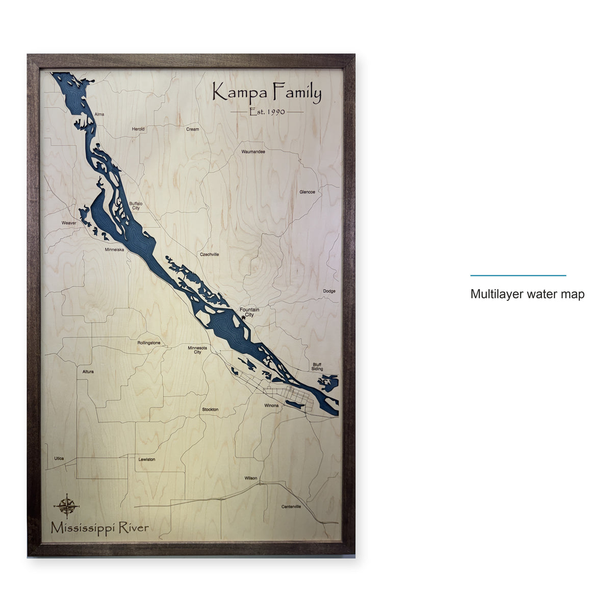 Mississippi River, Minnesota Wood Map — style-labeled photo [MC20261006 q0319 1df90377f6c4]