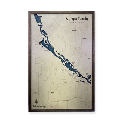 Mississippi River, Minnesota Wood Map — Multilayer water map main photo [MC20261006 q0319 f67d7c4959ed]