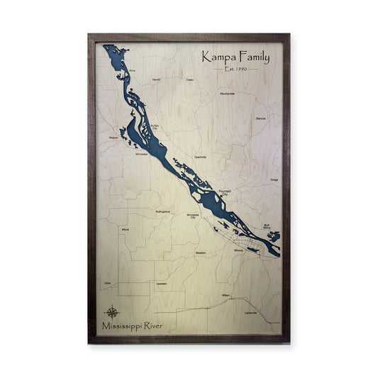 Mississippi River, Minnesota Wood Map — Multilayer water map main photo [MC20261006 q0319 f67d7c4959ed]