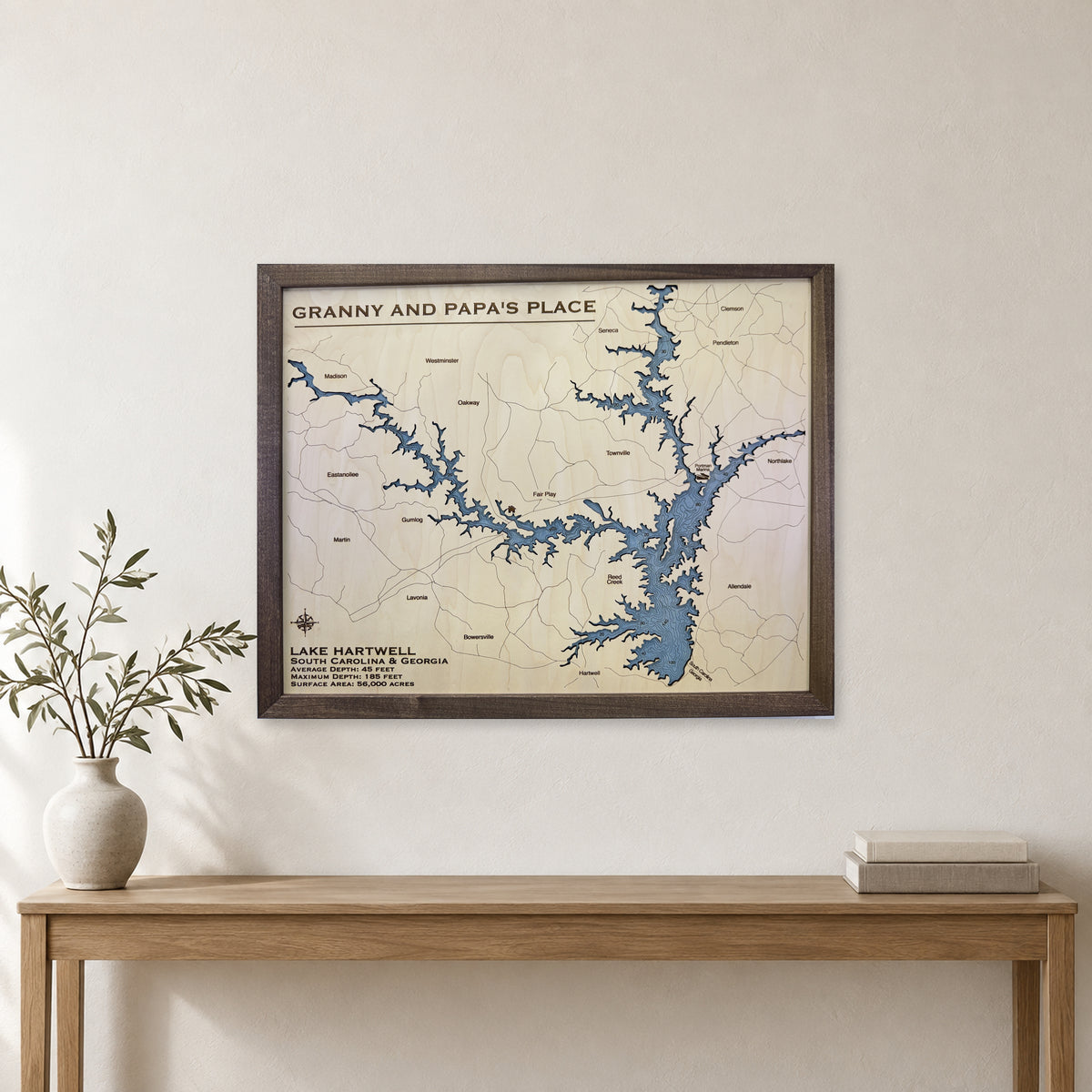 Lake Hartwell Wood Map — room mockup [MC20261006 q0337 7b0c2cc95ecd]