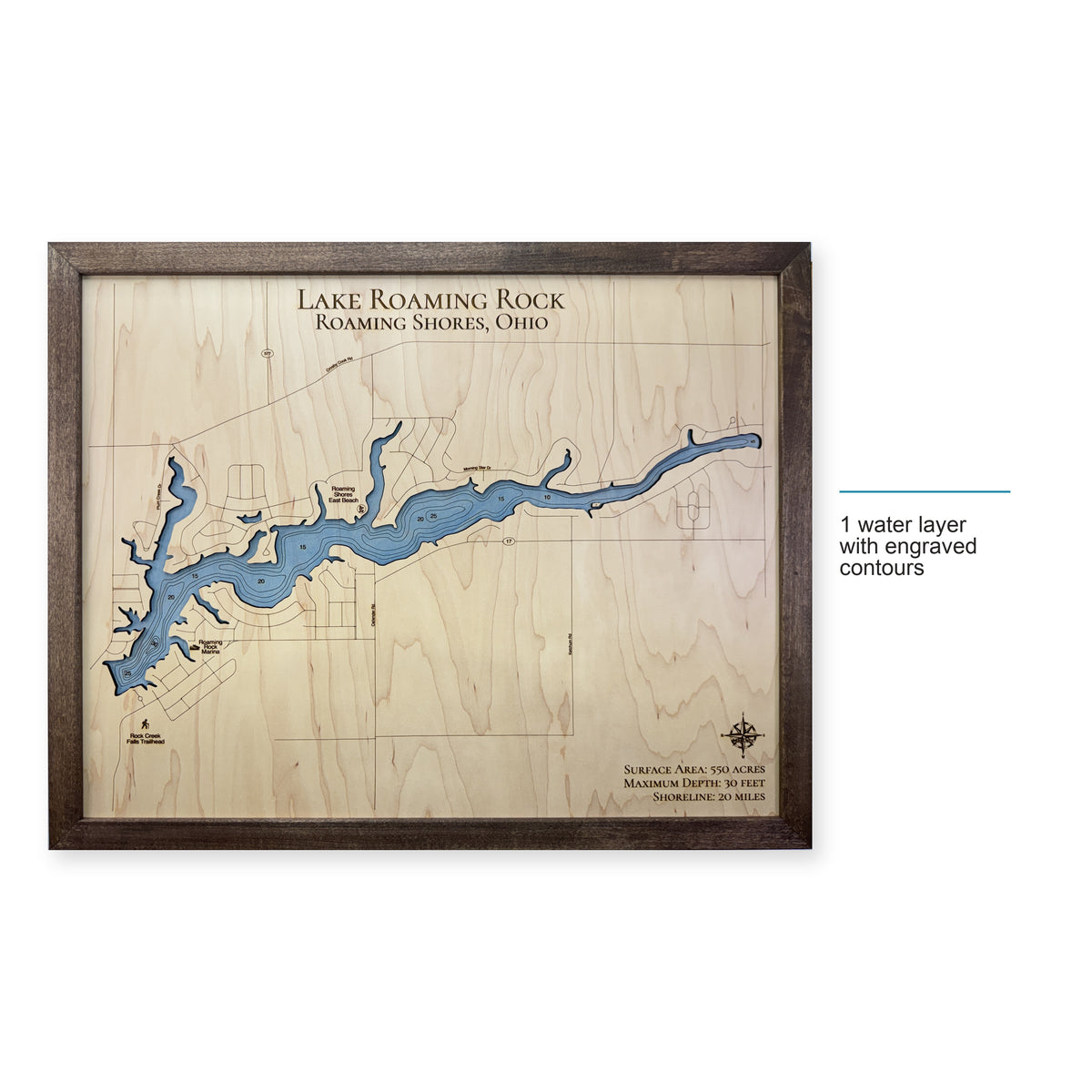 Lake Roaming Rock, Roaming Shores, OH, Wood Map — style-labeled photo [MC20261006 q0378 e40d63799f34]