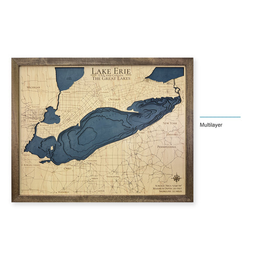 Lake Erie Great Lakes Walnut Multilayer Wood Map — style-labeled photo [MC20261006 q0444 5364fca97dac]