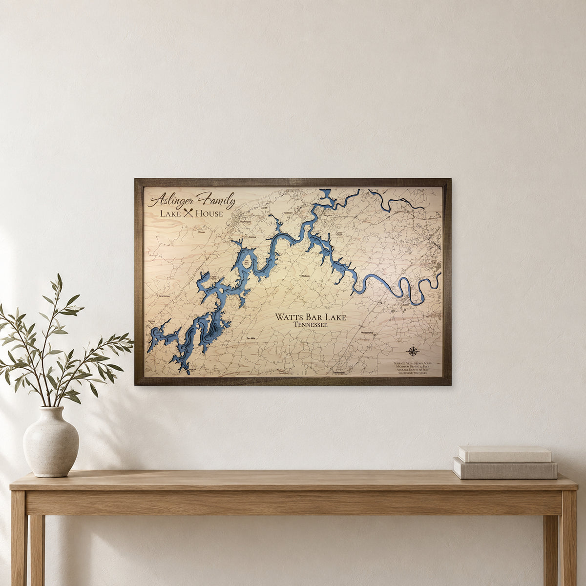 Watts Bar Lake Wood Map — room mockup [MC20261006 q0476 d45eed396a46]