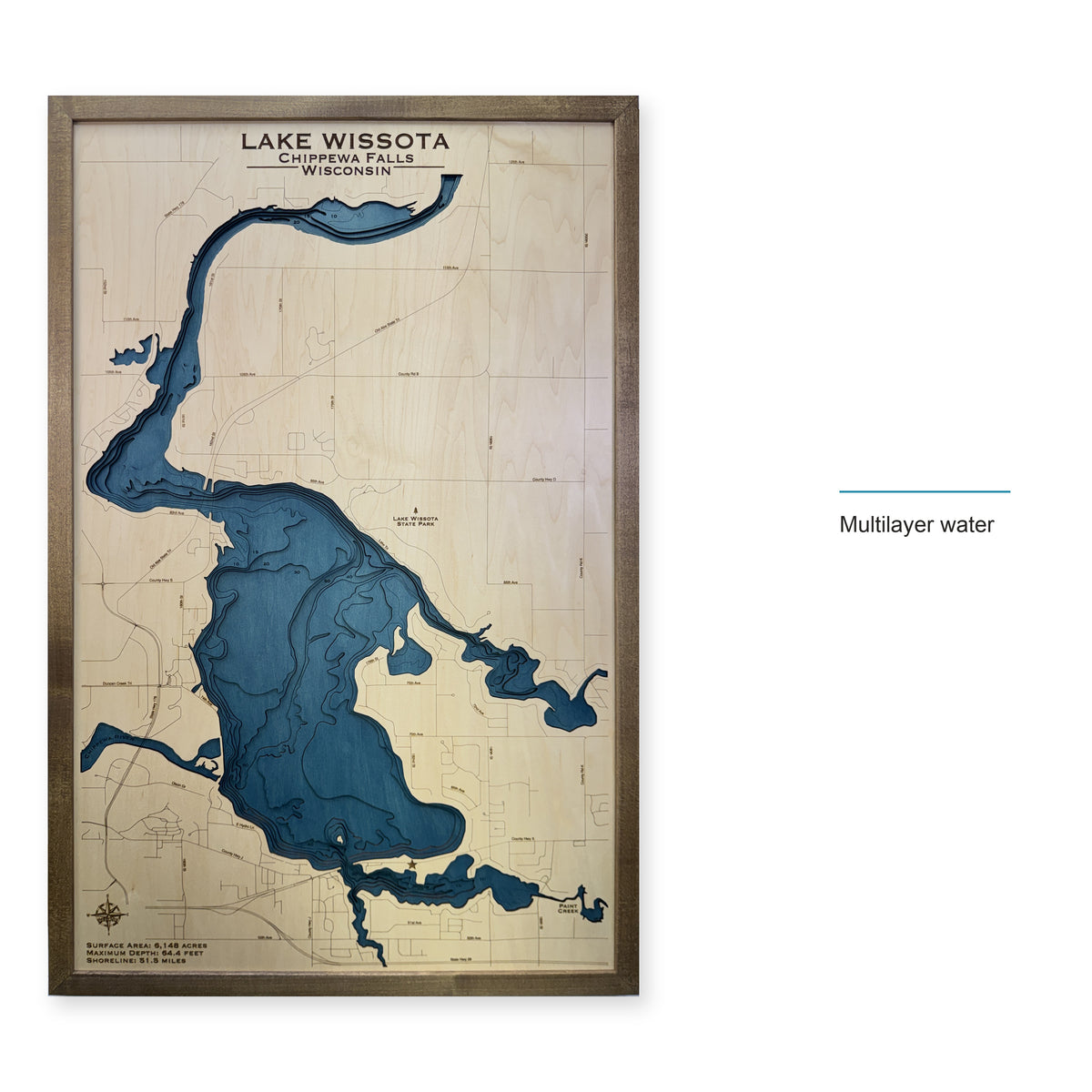 Lake Wissota Wood Map — style-labeled photo [MC20261006 q0478 ea6ae86f1166]
