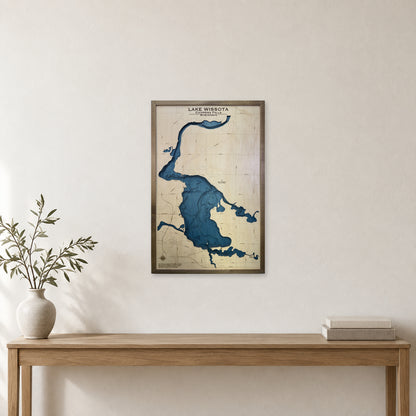 Lake Wissota Wood Map — room mockup [MC20261006 q0478 da51bb6101bf]