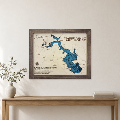 Lake Livingston, Texas Wood Map — room mockup [MC20261006 q0485 d159cd08b946]