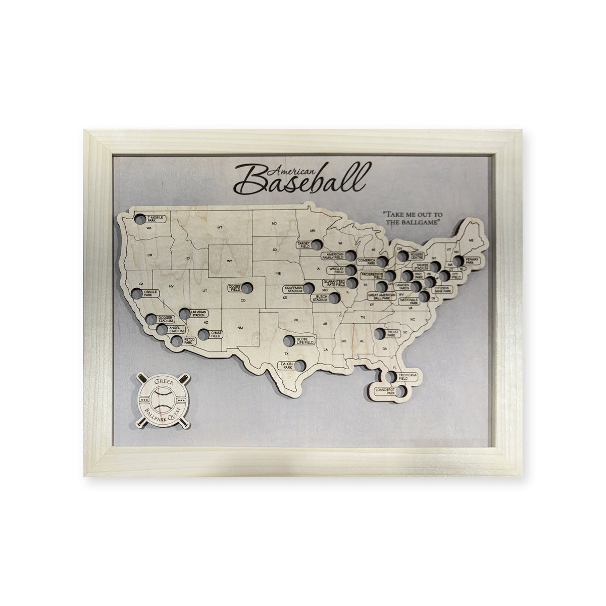 Professional Baseball Stadium Travel Map Ivory — Raised-land travel map main photo [MC20261006 q0519 907445a62773]