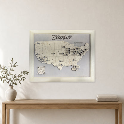 Professional Baseball Stadium Travel Map Ivory — room mockup [MC20261006 q0519 940c8543a405]