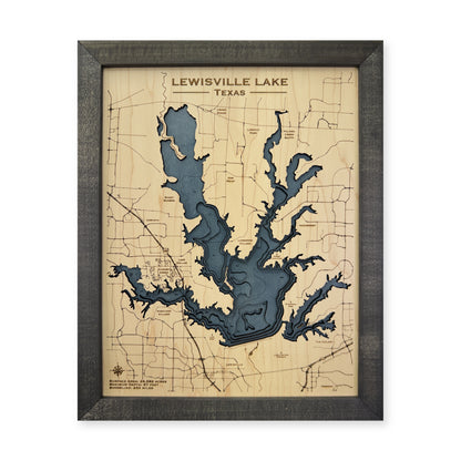 Lewisville Lake Texas Wood Map — Multilayer water main photo [MC20261006 q0549 6e22f936b5b7]