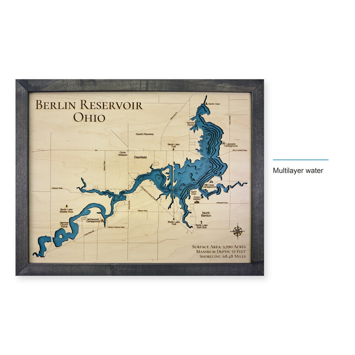 Berlin Lake Ohio Wood Map — style-labeled photo [MC20261006 q0557 0accffa7505c]