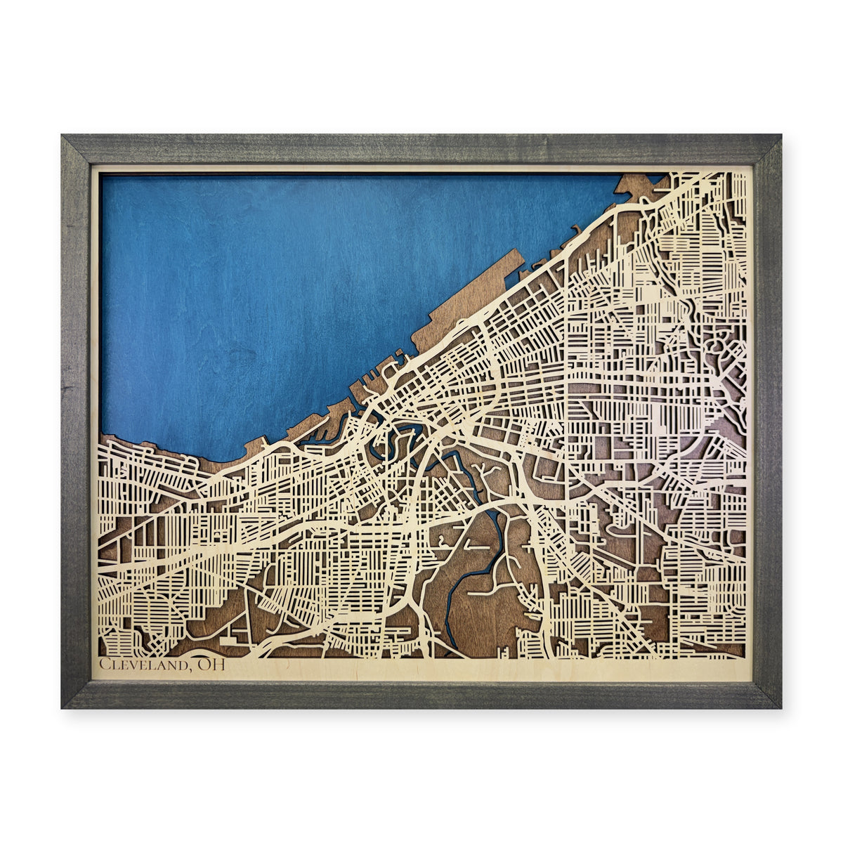 Cleveland Ohio Wood City Map — Multilayer streets main photo [MC20261006 q0561 b0e1ba33921e]