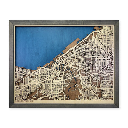 Cleveland Ohio Wood City Map — Multilayer streets main photo [MC20261006 q0561 b0e1ba33921e]