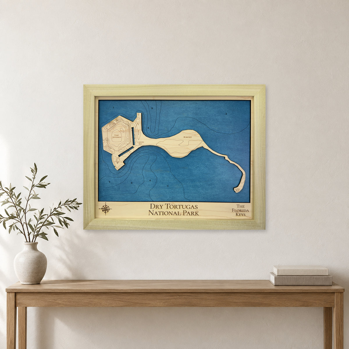 Dry Tortugas National Park Wood Map — room mockup [MC20261006 q0594 07078c3840de]