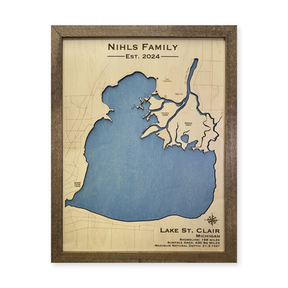 Lake St Clair, Michigan Wood Map — plain-background photo [MC20261006 q0611 9c3cf13aaa2a]