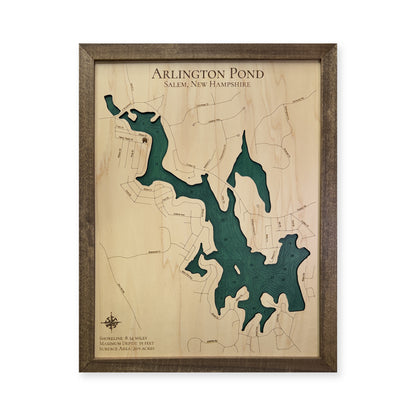 Arlington Pond, Salem, New Hampshire Wood Map — plain-background photo [MC20261006 q0612 6cf6a3fb4079]