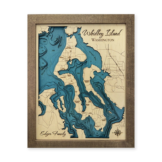 Whidbey Island, Washington Wood Map — plain-background photo [MC20261006 q0625 495ac05aff65]