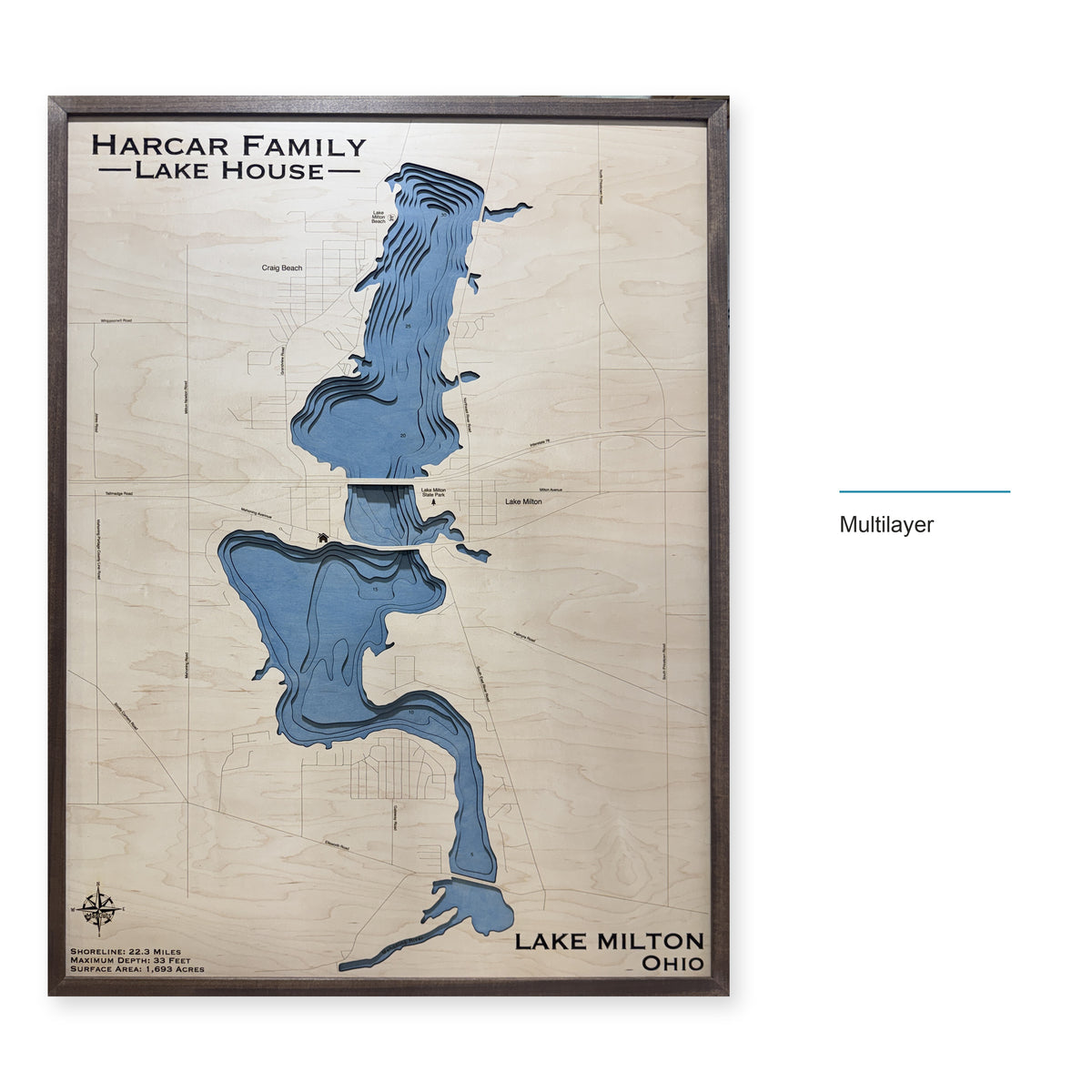 Lake Milton, Ohio Wood Map — style-labeled photo [MC20261006 q0638 10822dbea5f9]