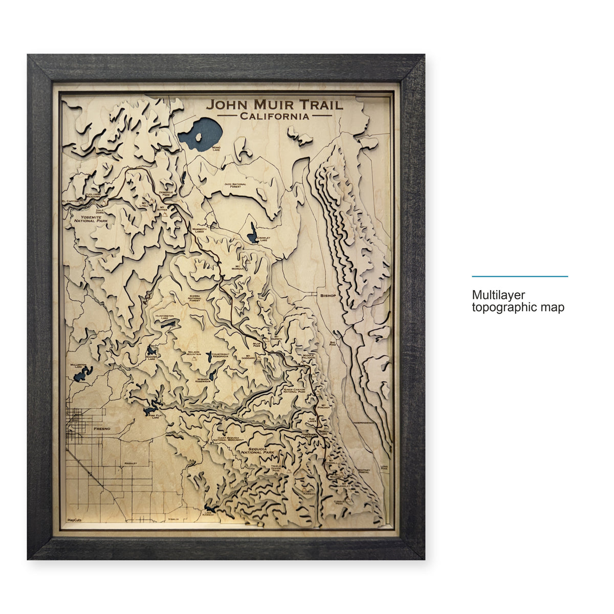 John Muir Trail, California Topographic Wood Map — style-labeled photo [MC20261006 q0662 f98d9bc6f997]