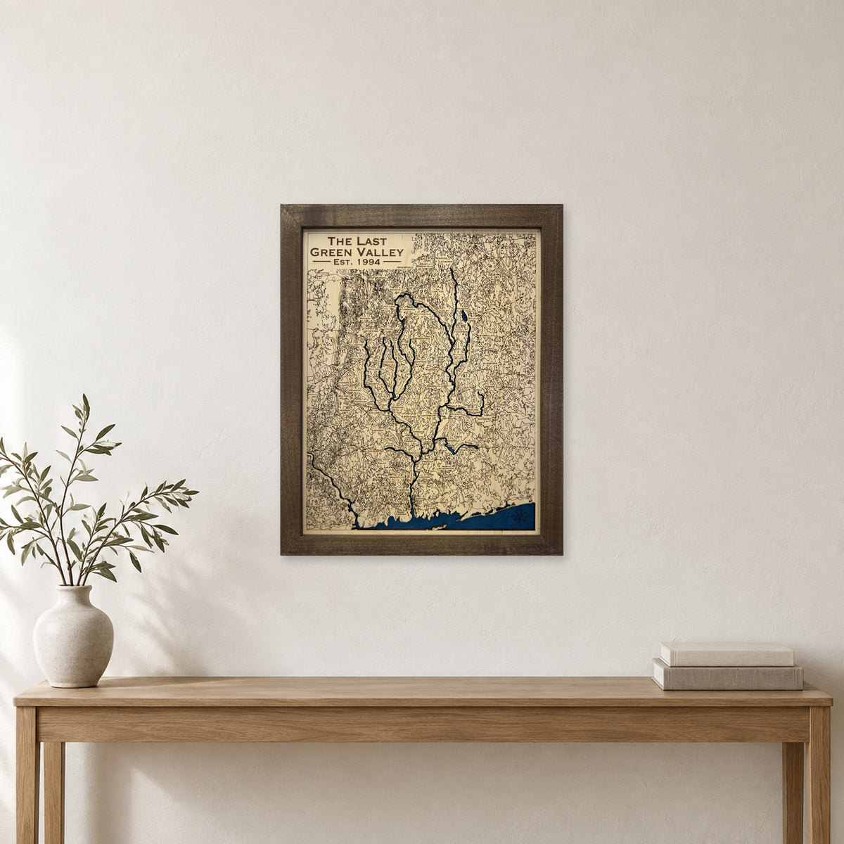 The Last Green Valley Topographic Wood Map — room mockup [MC20261006 q0670 00a1f1fbd7a6]