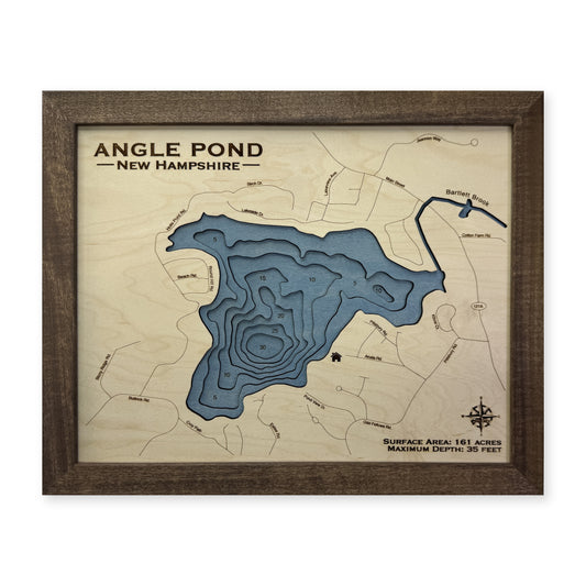 Angle Pond, New Hampshire Wood Map — plain-background photo [MC20261006 q0671 f774a326a01c]