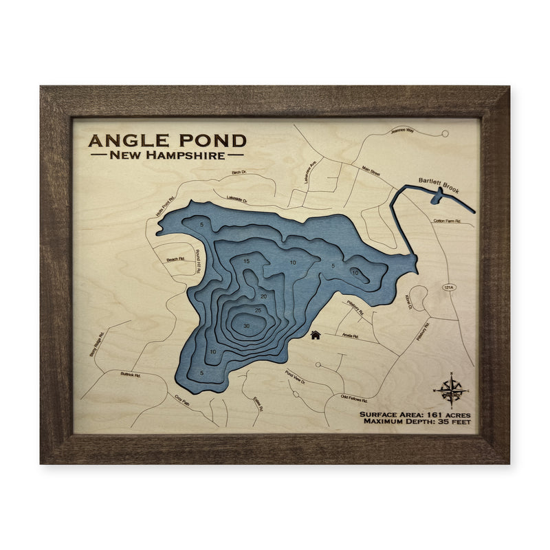 Angle Pond, New Hampshire Wood Map — plain-background photo [MC20261006 q0671 f774a326a01c]