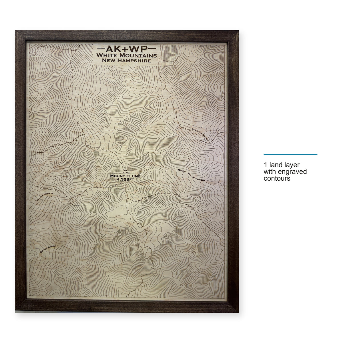 Mount Flume, White Mountains, New Hampshire Wood Map — style-labeled photo [MC20261006 q0673 a0a62fb41cdb]