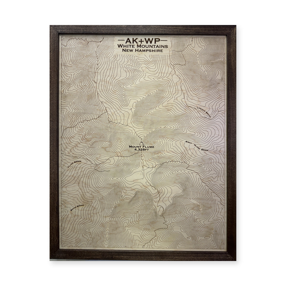 Mount Flume, White Mountains, New Hampshire Wood Map — plain-background photo [MC20261006 q0673 cc193096fa55]