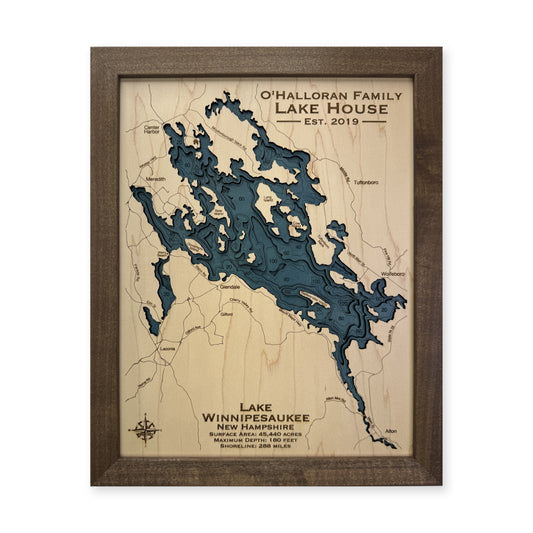 Lake Winnipesaukee Wood Map — plain-background photo [MC20261006 q0699 8778f9c35735]