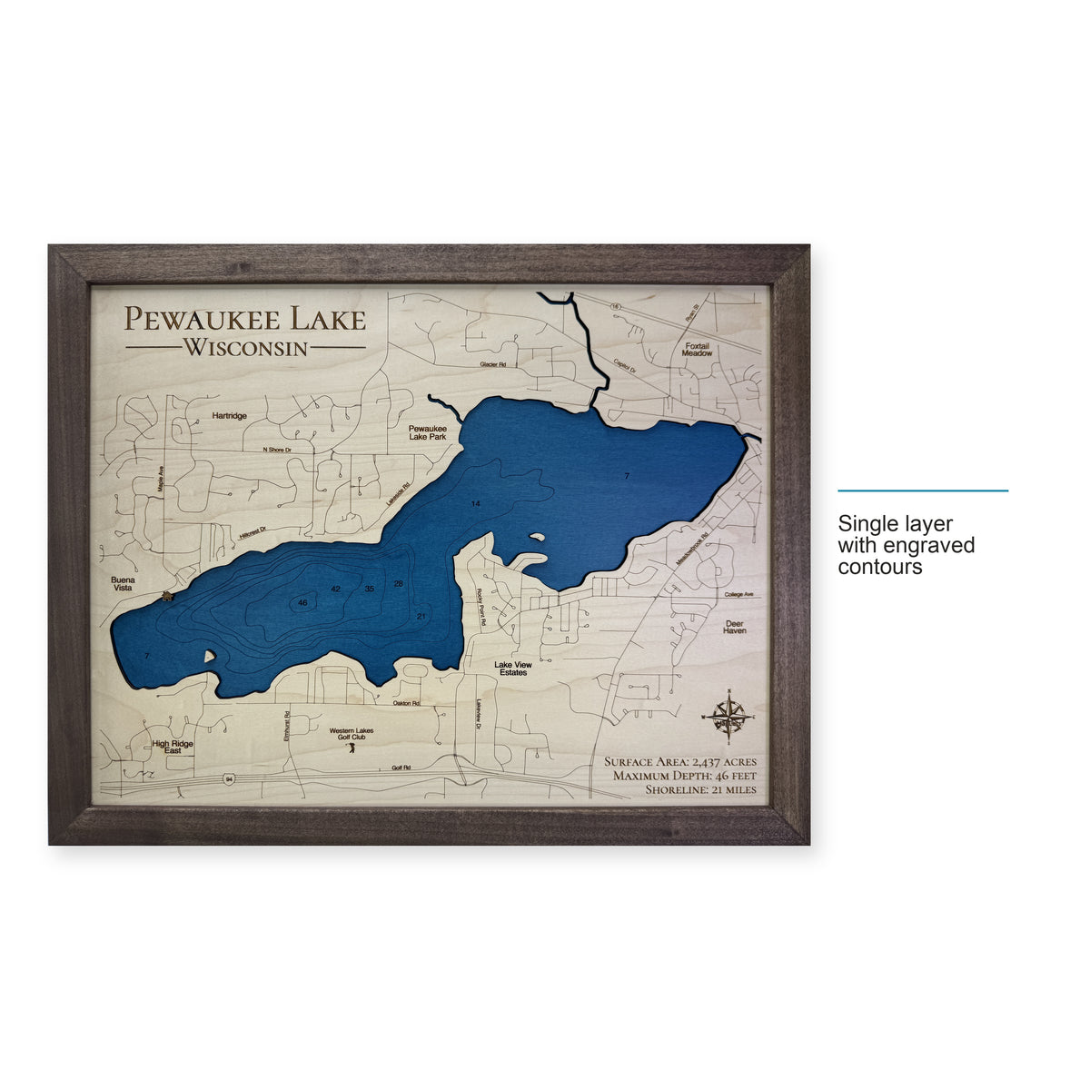 Pewaukee Lake Wood Map — style-labeled photo [MC20261006 q0701 8d5eac29b9cb]