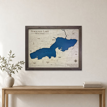 Pewaukee Lake Wood Map — room mockup [MC20261006 q0701 a7bcbe8eb219]