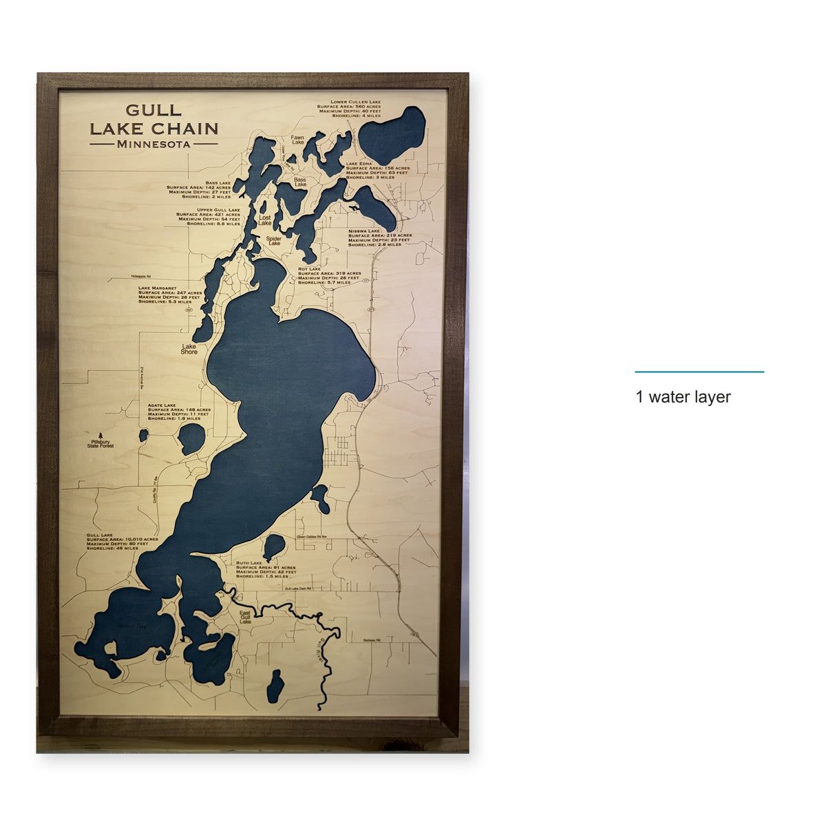 Gull Chain Of Lakes Minnesota Wood Map — style-labeled photo [MC20261006 q0716 e6af05b796ef]