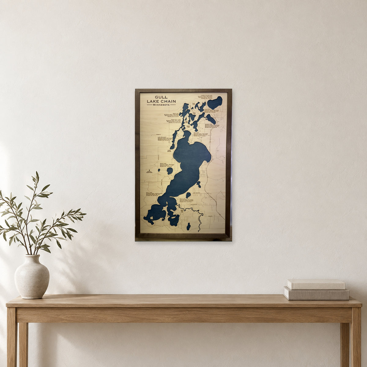 Gull Chain Of Lakes Minnesota Wood Map — room mockup [MC20261006 q0716 bf83e5099bd2]