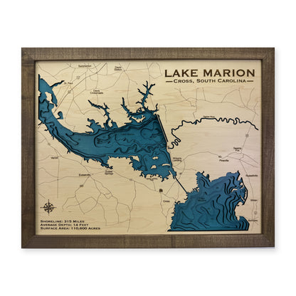 Lake Marion, Cross, South Carolina Wood Map — plain-background photo [MC20261006 q0732 6e924cfacc8c]
