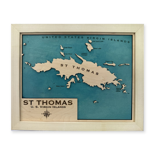 St Thomas, US Virgin Islands Wood Map — plain-background photo [MC20261006 q0734 83712d85d40e]