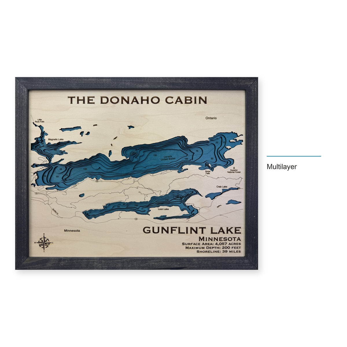 Gunflint Lake, Minnesota Wood Map — style-labeled photo [MC20261006 q0736 624b1504d1bf]