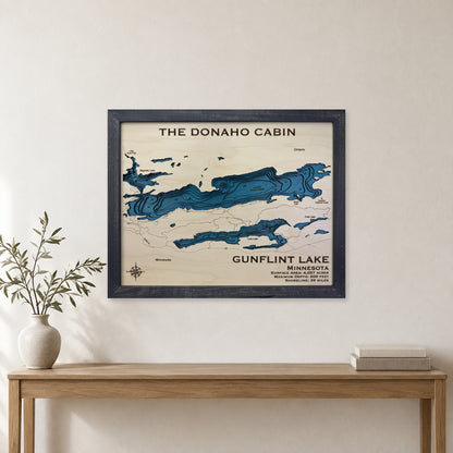 Gunflint Lake, Minnesota Wood Map — room mockup [MC20261006 q0736 69a70f5d4697]