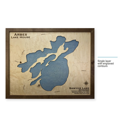 Sawyer Lake, Wisconsin Wood Map — style-labeled photo [MC20261006 q0740 f447d05eaf88]