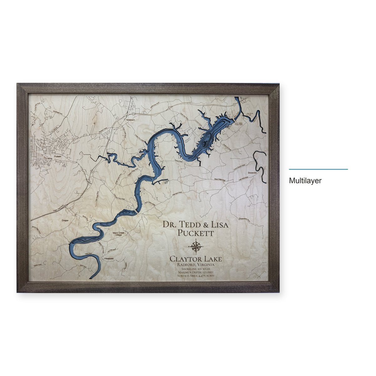 Claytor Lake, Virginia Wood Map — style-labeled photo [MC20261006 q0742 d0376d931768]