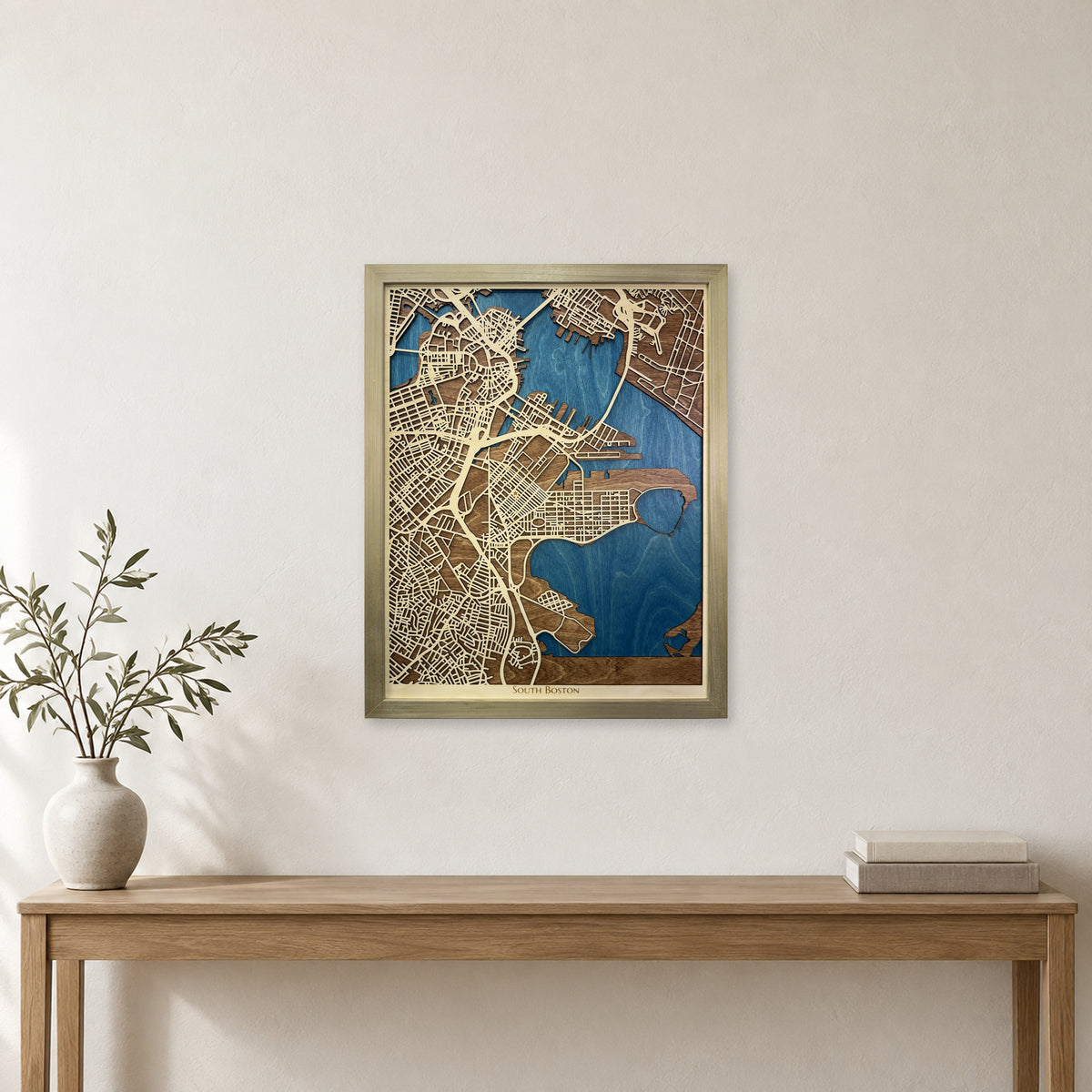 South Boston Massachusetts Wood City Map — room mockup [MC20261006 q0757 292e8289a8d5]