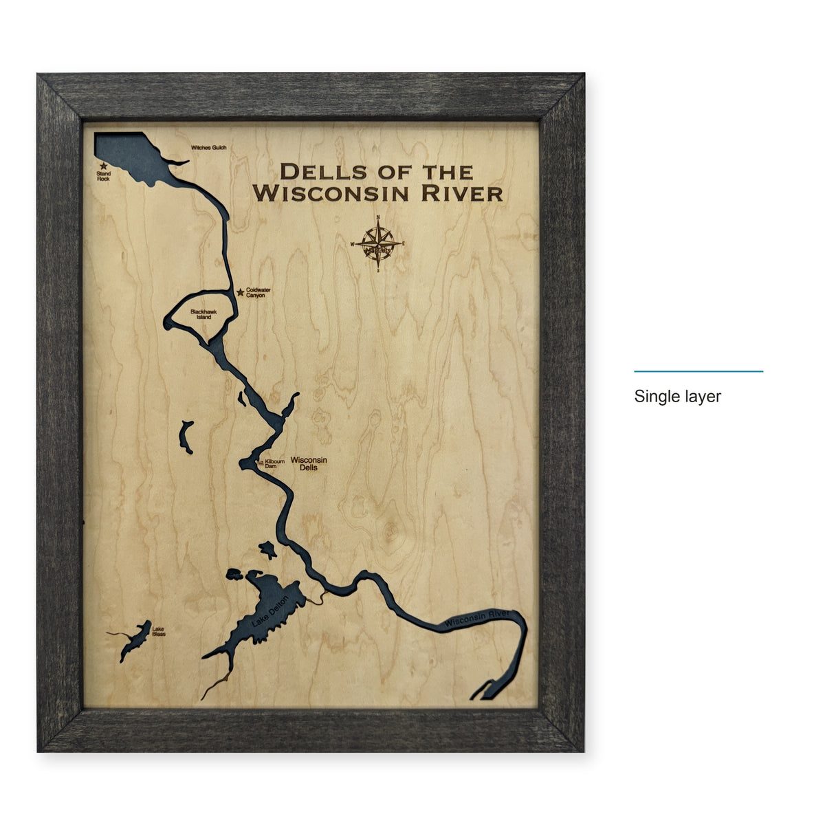 Dells of the Wisconsin River Wood Map — style-labeled photo [MC20261006 q0763 6d7f45c5bb48]