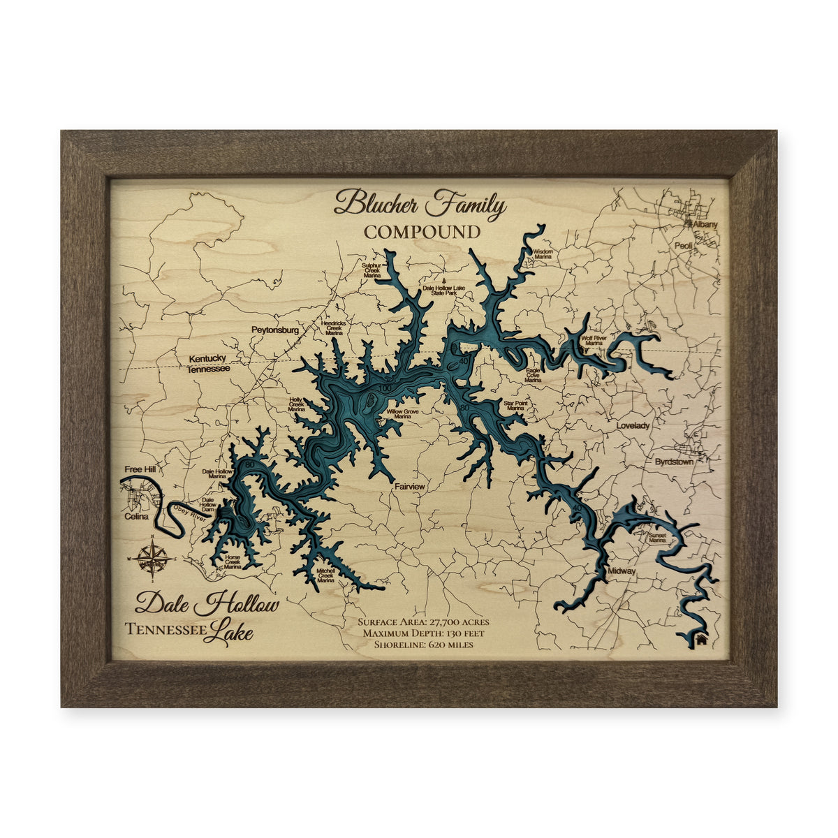 Dale Hollow Lake Wood Map — plain-background photo [MC20261006 q0769 87888abfd0cf]
