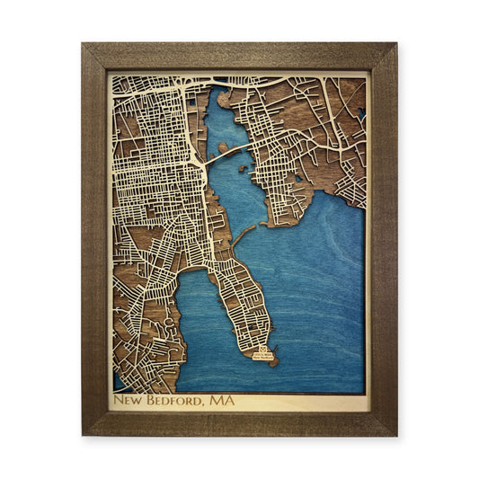 New Bedford, Massachusetts Wood City Map — plain-background photo [MC20261006 q0779 2a93cef964fc]