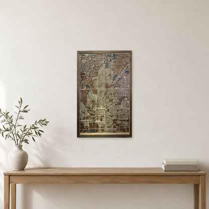 Indianapolis, Indiana Wood City Map — room mockup [MC20261006 q0781 66d48a89e319]