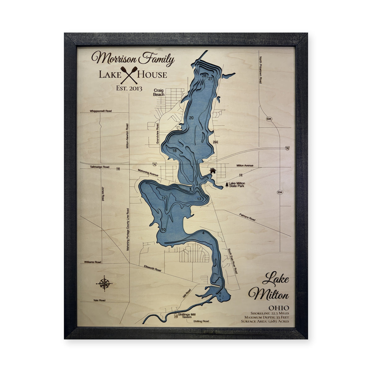 Lake Milton, Ohio, Wood Map — plain-background photo [MC20261006 q0788 3446afa22981]