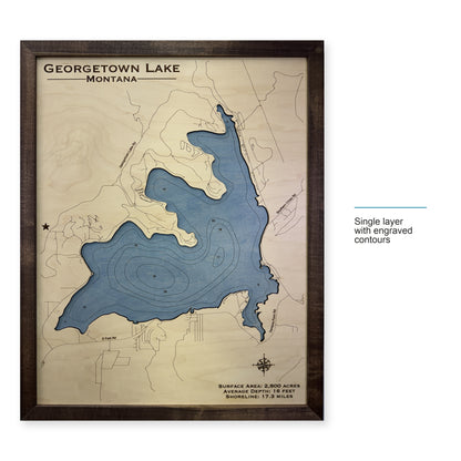 Georgetown Lake, Montana Wood Map — style-labeled photo [MC20261006 q0818 2e02669233e3]